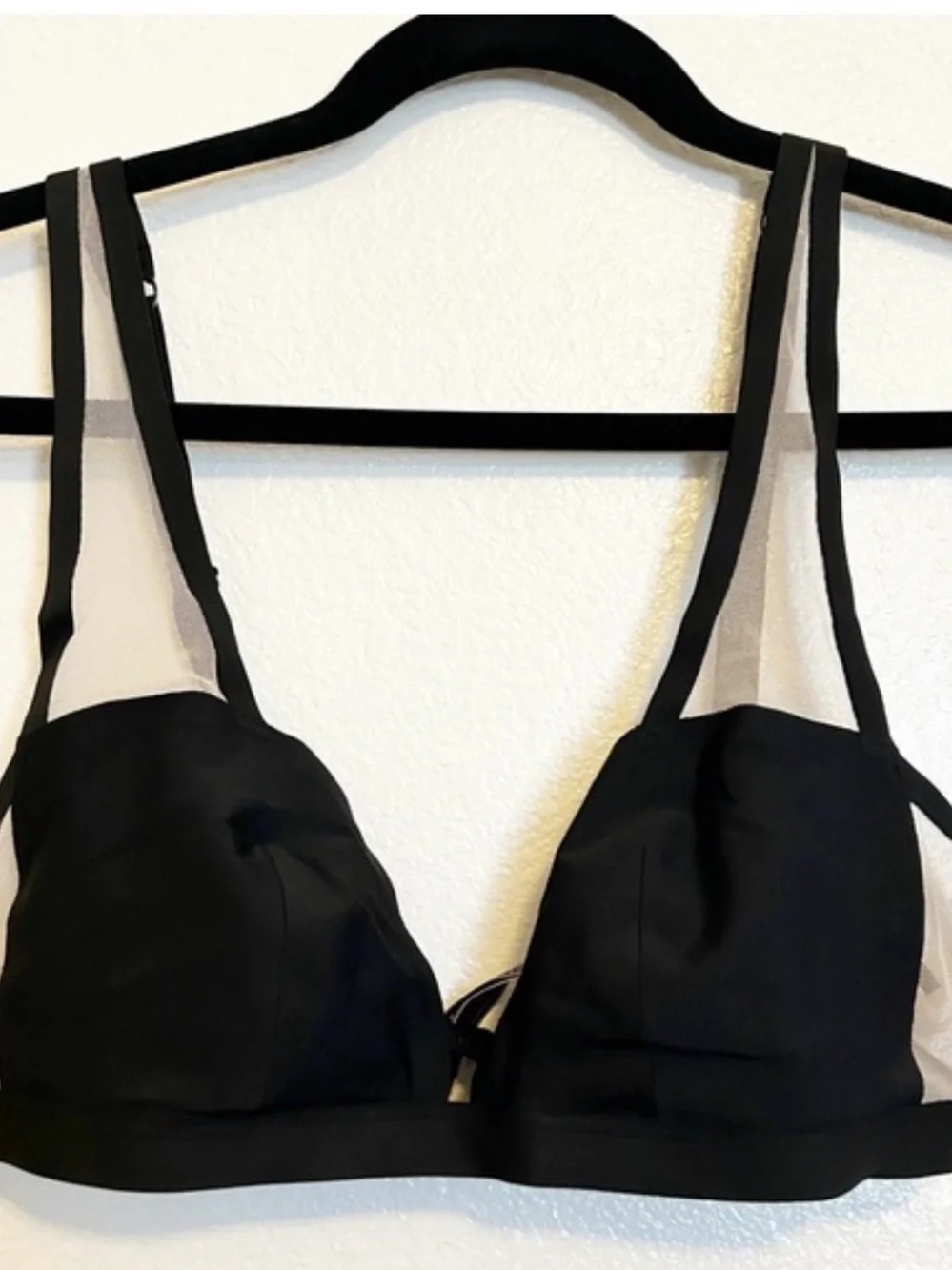 Save The Queen Black Mesh-Panel Sports Bra